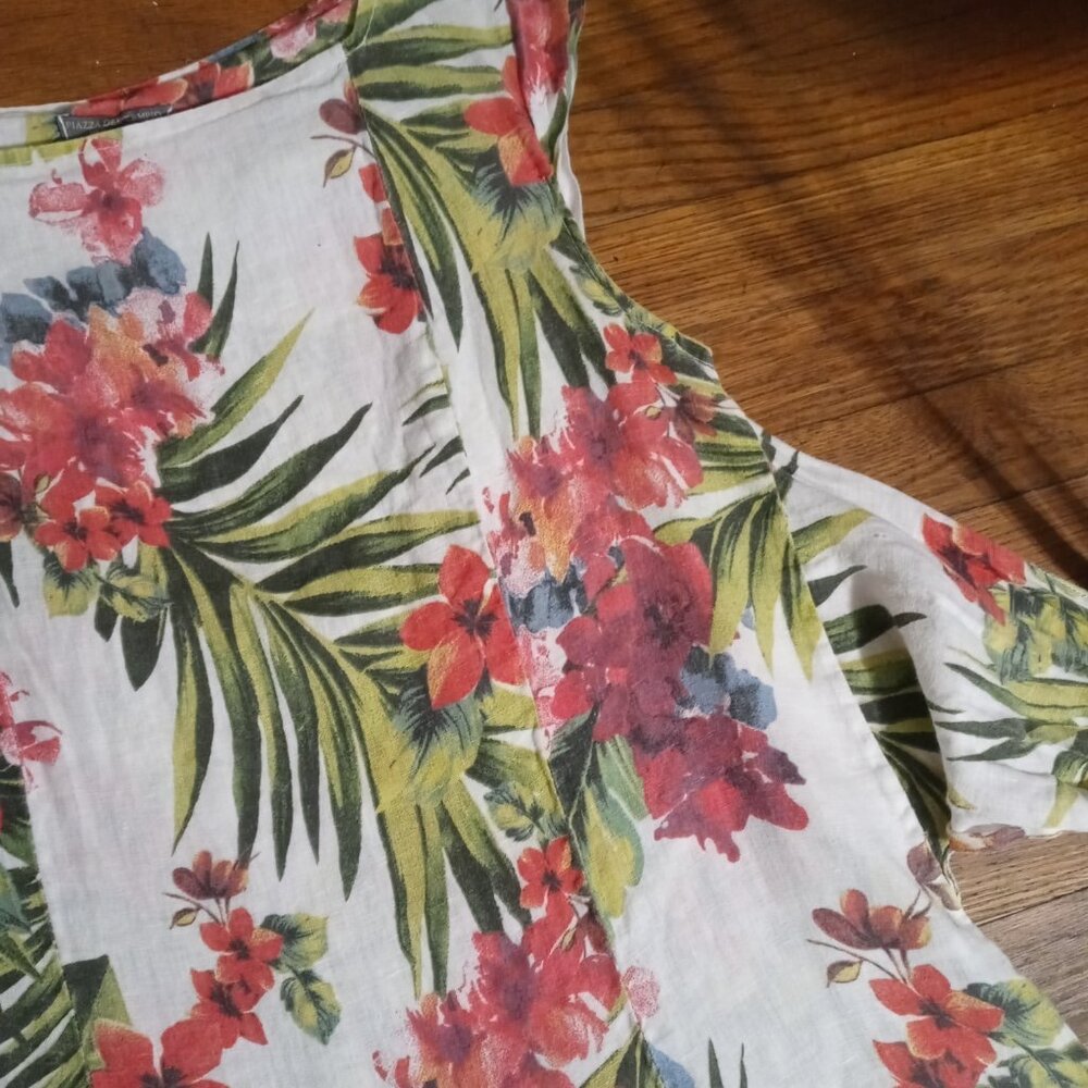 PIAZZA DEL TEMPIO 100% linen knot front midi dress (L) - Picture 5 of 15